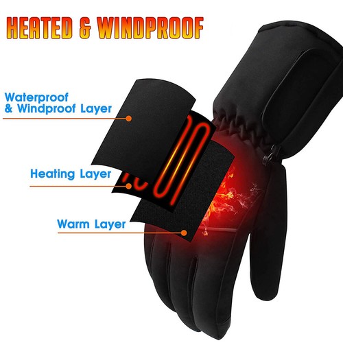 Motorcycle Heated Gloves Rechargeable Battery Liners Glove Unisex Gloves Skiing - Picture 15 of 20