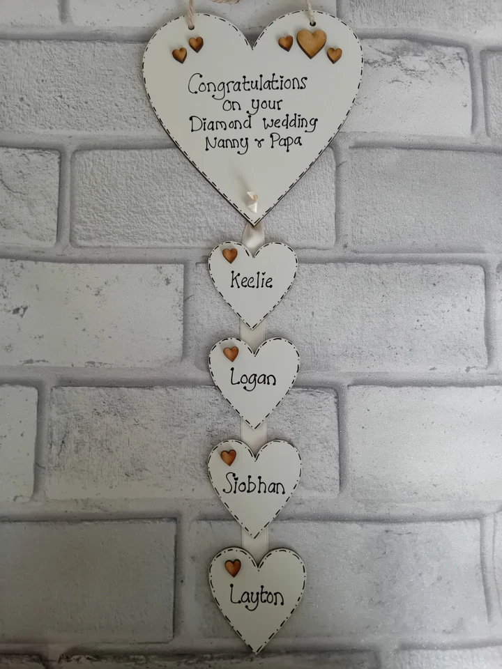 Personalised Family Sign Plaque Heart Our Family Name Gift House Warming Gift - Image 3 of 3