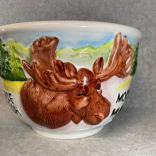 Harry und David Elch Munch Schüssel groß Popcorn Salat Snack Servieren Keramik 9”x6” - Bild 2 von 8