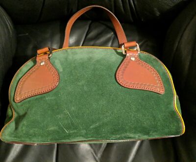 Prada vintage green suede and brown leather shoulder bag for