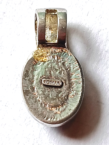 Colgante de ónix negro ovalado plateado firmado romano - Imagen 11 de 13