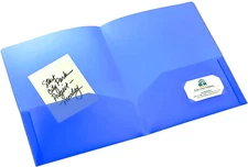 Avery Plastic Two-Pocket Folder, 20-Sheet Capacity, Translucent Blue, 11 x 8 1/2