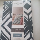 Manhattan Geo Soft Touch Grey Double Duvet Set. 100% Polyester. New & Unopened