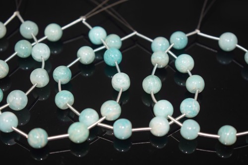 A++ Genuine Amazonite Round Smooth Untreated Gemstone 6.5" Craft Making Beads - Picture 9 of 9