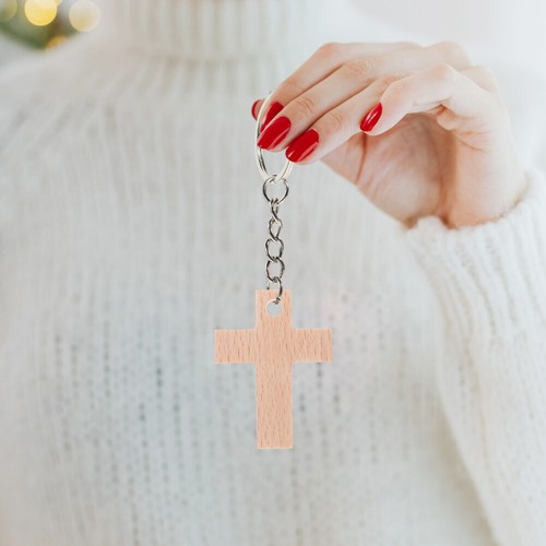 2 Pieces Wooden Pendant Miss Prayer Charm Keychain Charms for Keychains - Zdjęcie 12 z 12