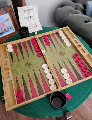 Whittlecraft Backgammon - complete 1970s full size cased set with rules leaflet - Picture 3 of 24