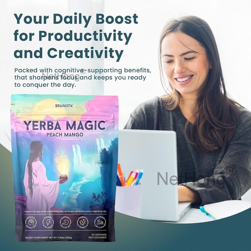 Yerba Magic Instant Yerba Mate Tea Powder -Peach Mango Flavor Energy&Focus Boost - Picture 9 of 18