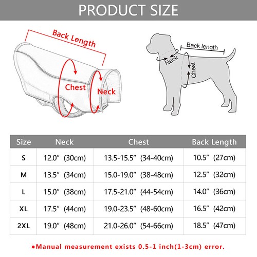 Waterproof Dog Vest Coat Warm Fleece Padded Pet Jacket Winter Clothes Reflective - Picture 2 of 21