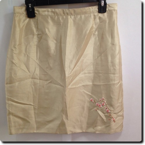 MDL Dorado Con Rosa Floral Bordado Falda 12 - Imagen 1 de 5