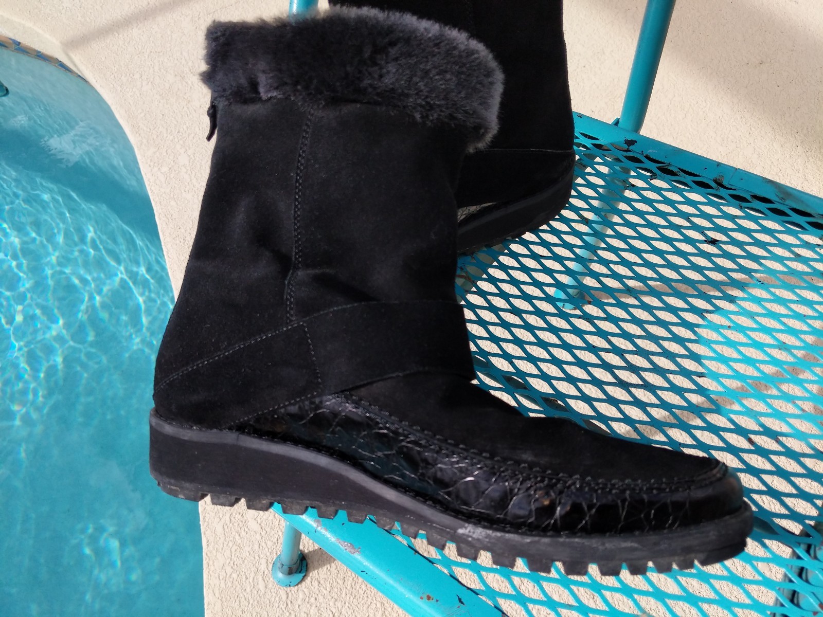 Stuart botas Weitzman mujer’s Snow Winter botas Stuart Suede Faux Alligator, Fur. Talla 7.5M 668063 Stuart botas Weitzman mujer’s Snow Winter botas Stuart Suede Faux Alligator, Fur. Talla 7.5M 668063