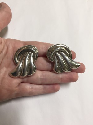 David Versano Vintage SS 925 Large Statement Angel Wing Clip-On Earrings