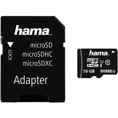 Hama microSDHC 16GB Class 10 + Adapter Speicherkarte