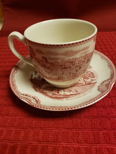 Vintage Johnson Brothers Old Britain Castles Pink Tea Cup & Saucer