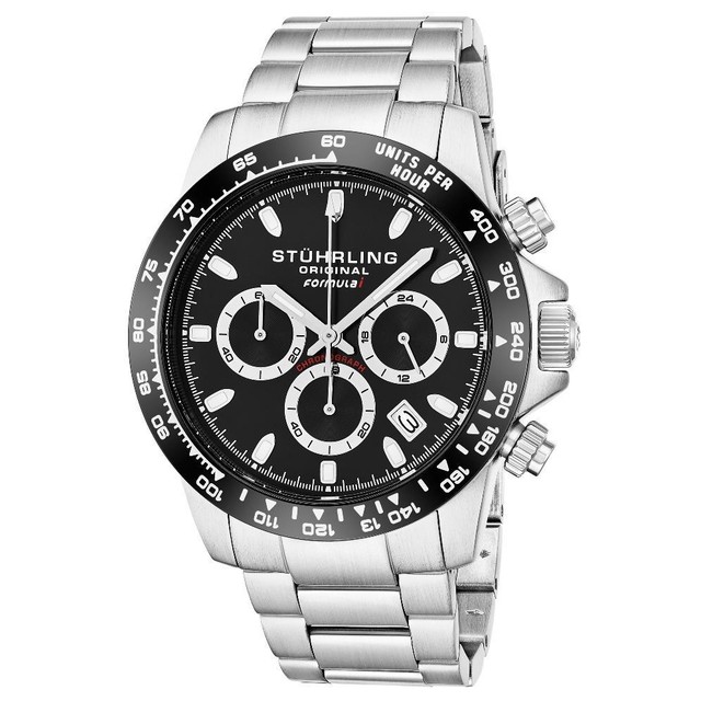 stuhrling men's stainless steel chronograph watch