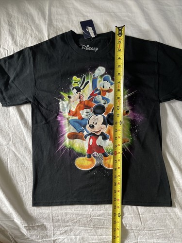 Camiseta Disney Negra Niños Talla Mediana 2012 Mickey Goofy Donald Duck Pluto Nueva con Etiquetas - Imagen 5 de 6