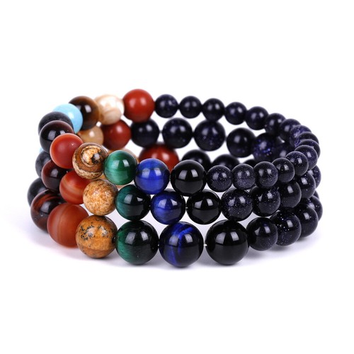 Energy Healing Blue Sandstone Solar Beaded Bracelet for Protection Luck Jewelry - Picture 4 of 15