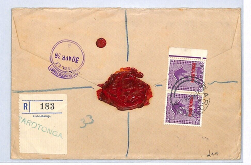 Cook Islands RARATONGA 1936 Cover KGV Admiral 2s 3s PAIRS 2/6 NZ High Values YJ2 - Picture 4 of 14