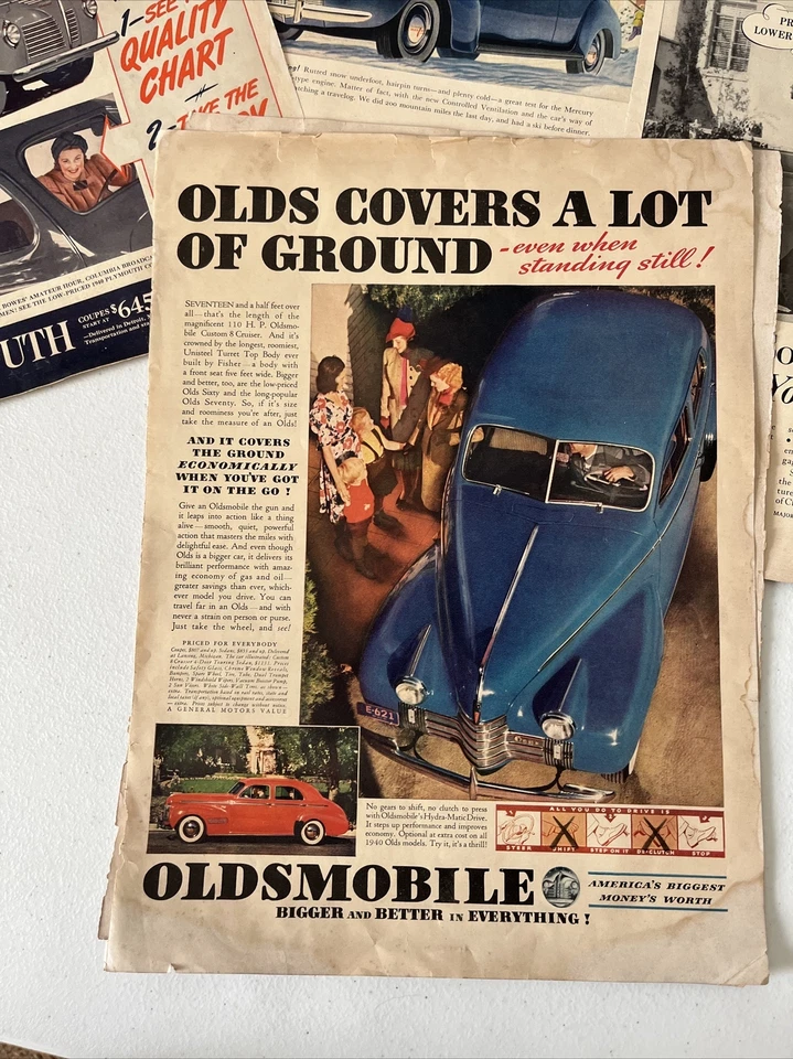 1940-е Oldsmobile Custom 8 Cruiser Hudson Six De Soto винтажная печатная реклама 10x14 - Изображение 2 из 4
