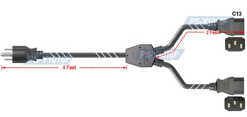 6 Fuß Universal Power Split Kabel-Steckdose NEMA 5-15P auf 2 IEC320 C13 - Bild 5 von 5