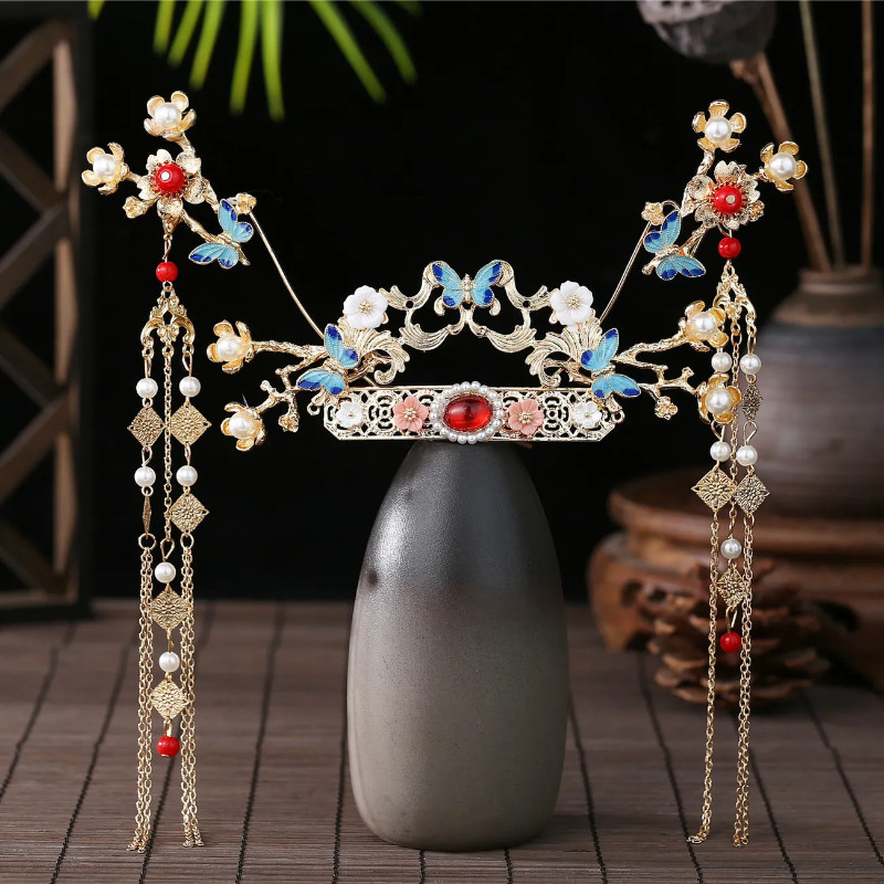 ☆関税込☆VINTAGE HOLLYWOOD★Shining Ribbon Hairpin★ Lady Hairpin Chinese Hair Clip Flower Tassel Wedding