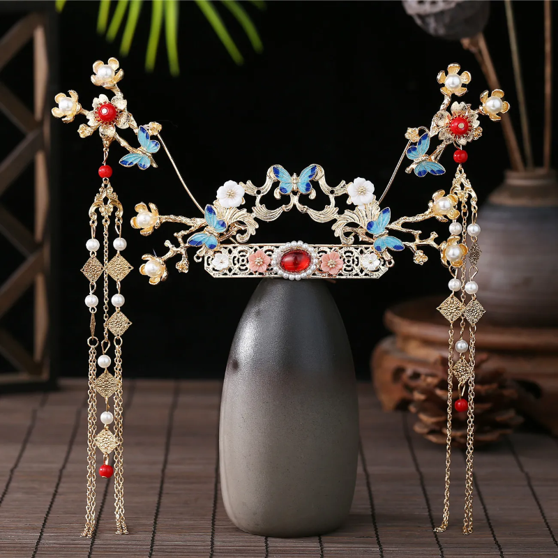 Hairpins Retro Flower Tassel Hairpin Hanfu Wooden Wooden Hair Stick Old  Style Hair Accessories Girls Headdress Bridal Jewelry Wedding Accessories  (Color : E) 