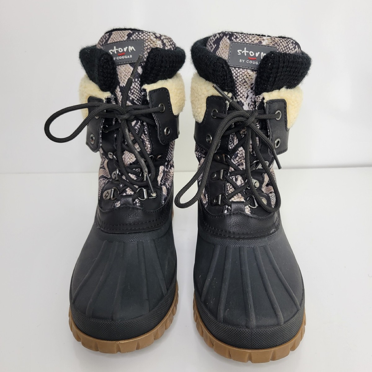 Cougar Boots Womens 10 Waterproof Lace Up Fleece Lining Snake