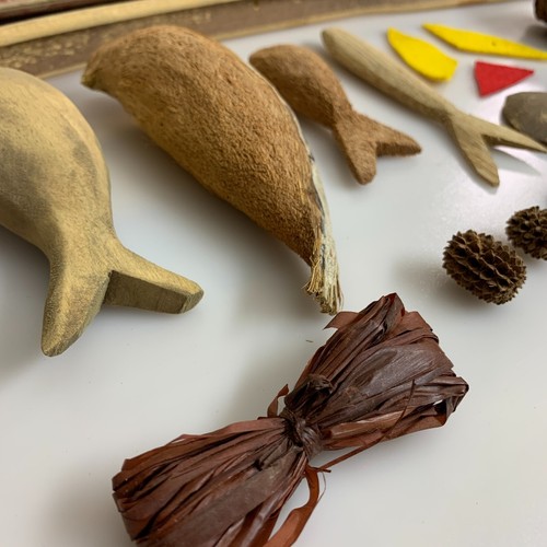 Rare Vintage Hawaiian Mobile Kit Lava Rock, Coconut Husk, Shells Lanakila Crafts - Bild 2 von 9