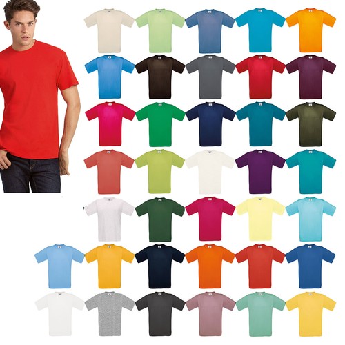 B&C Collection Exact 150 Short Sleeve T-Shirt TU002 - Mens Plain Cotton Tee Top - Afbeelding 1 van 40