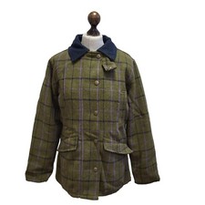 Hoggs Of Life Green Field Pro Check Wool Blend Zipped Jacket Uk Women's Size 10
