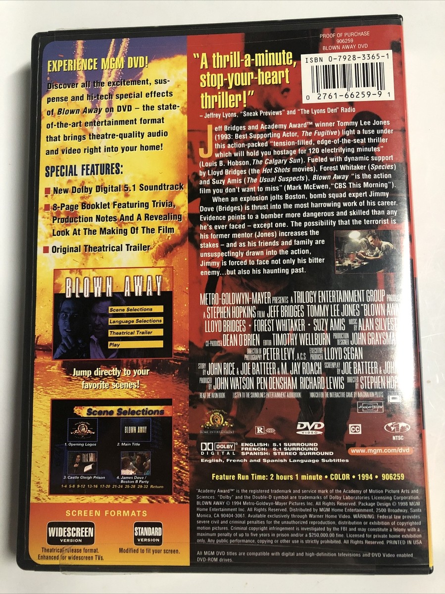 BLOWN AWAY 1994 DVD Jeff Bridges Tommy Lee Jones English French