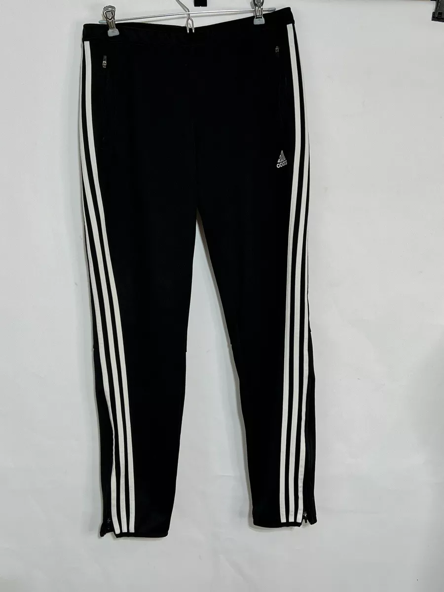 Adidas Pants Women Large Black Track Climacool Side Stripe Skinny Ankle Zip