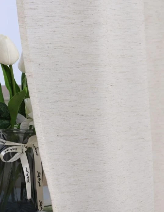 54x95 Farmhouse Taupe & Green Pleated Linen Blend Curtain Panels Pair x 2 - Image 2 of 4