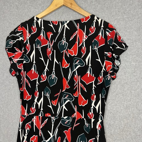 Leona Edmiston Dress Womens 12 M Floral Flowers Black Red Christmas Xmas Office - Picture 8 of 14