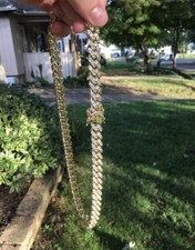 Gold Miami Cuban Link Chain 22in 12mm 14k Gold Over Steel