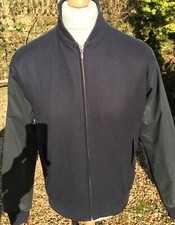 Cro Jack Mens college bomber jacket in Navy Melton, with gingham lining, new wit