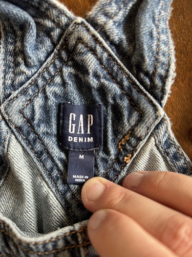 GAP Denim Girls Bib Overalls Jeans Distressed Straight Leg size M - Picture 4 of 5
