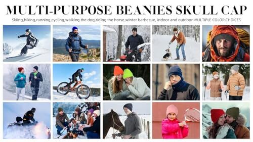 Beanies for Men Women 2 Pack Fall Winter Men's Hats Unisex Black and Dark Gray - Picture 8 of 8