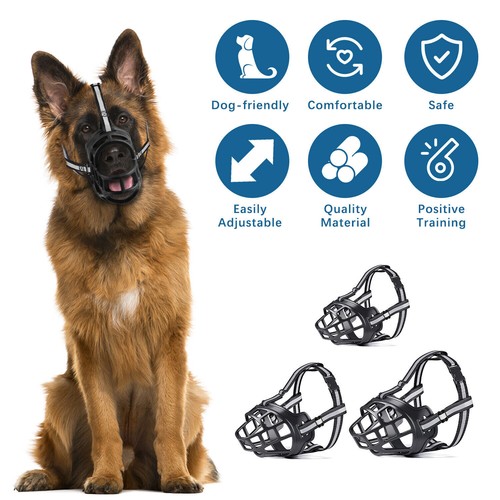 Gabbia bocca cane regolabile maschera addestramento cani grandi traspirante per prevenire morsi USA - Foto 7 di 18