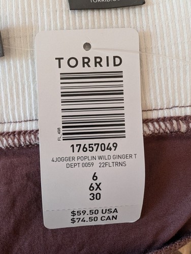 TORRID Joggers Womens Size 6X Mauve Poplin Side Stripe Drawstring Athleisure NWT - Picture 7 of 9