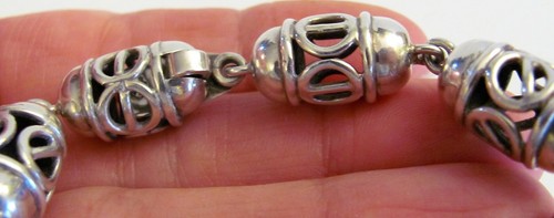 VTG Sterling Silver 925 Heavy 7" Birdcage Barrel Bracelet Taxco Mexico 35.2 gram - Picture 4 of 7
