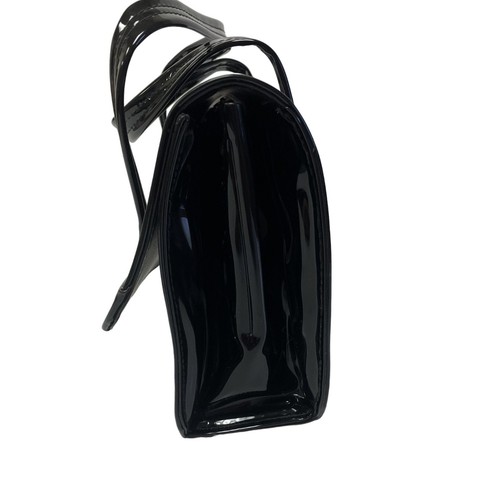 Vtg 50's Verdi Black PATENT Leather Hand Bag Evening COCKTAIL Purse CHIC Satchel - Picture 5 of 9