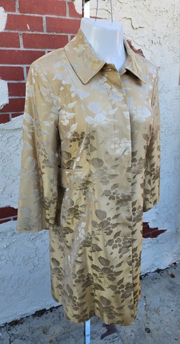 $189 NEW Medium MACY'S INC Gold brocade button long coat cocktail party wedding - Picture 6 of 24