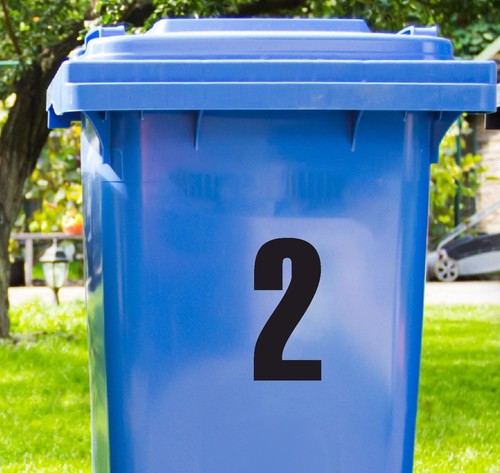 x3 White Wheelie Bin Peel & Stick House Numbers street Stickers Dustbin Sticker - Picture 4 of 6