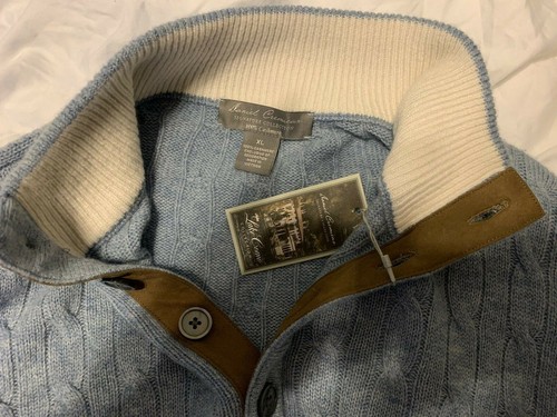 DANIEL CREMIEUX Sweater Heather Blue CASHMERE Cable Knit Sweater XL - Picture 9 of 11