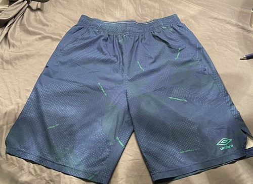 NWOT MENS UMBRO FTBL SHORTS NAVY AND LIME MENS SIZE 28 - Picture 7 of 9