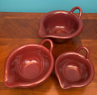 Set of 3 Nesting Mixing Bowls with Handles & Pour Spouts - Brown/Red, 1 2 3 Qt