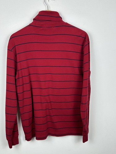 Vintage 90s Polo Ralph Lauren Turtleneck Pullover Red Navy Stripe SIZE M - Picture 4 of 5