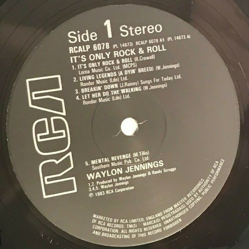 WAYLON JENNINGS It's Only Rock & Roll 1983 UK Vinyl LP RCA record - Picture 3 of 3