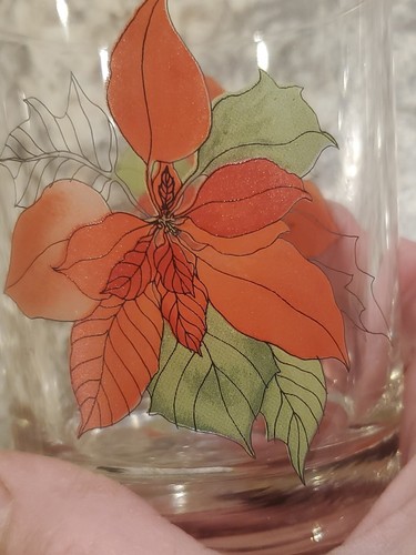 8 Block Goertzen Christmas Poinsettia Old Fashioned Tumblers 8oz Portugal - Picture 8 of 11