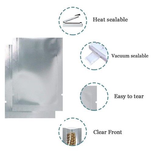 200x Heat Seal Mylar Foil Aluminium Bag Vacuum Seal Storage Food Grade Packaging - Picture 6 of 7